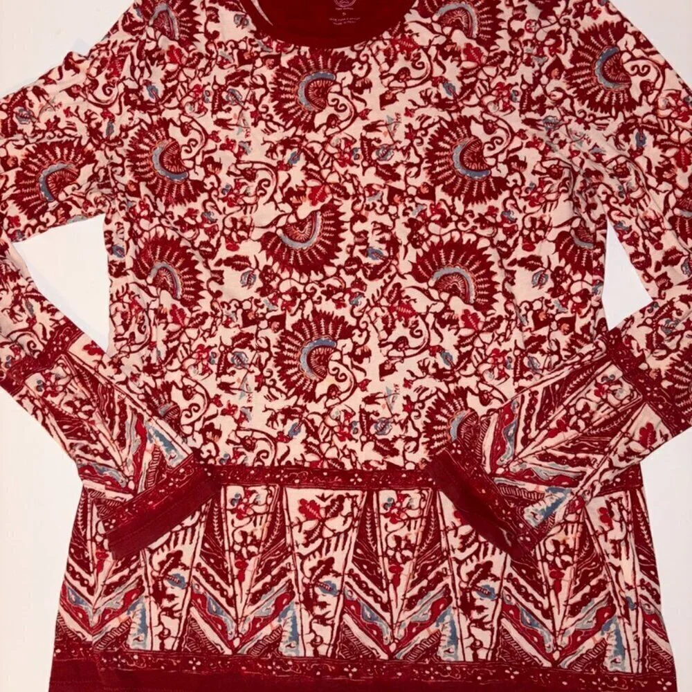 Tory Burch Printed Crew Neck Sweatshirt Pima Cotton Soft Tee Shirt Small